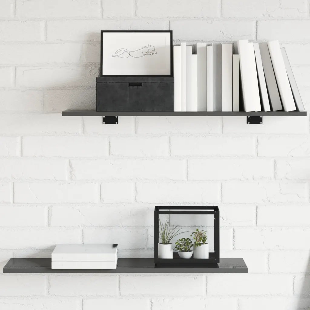 Ripiani per Libreria 8pz Grigio Lucido 80x20x1,5cm Multistrato 805313