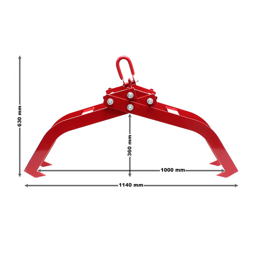Pinza forestale per legna e tronchi fino a 850 mm 1500kg di forza di trazione 4 artigli