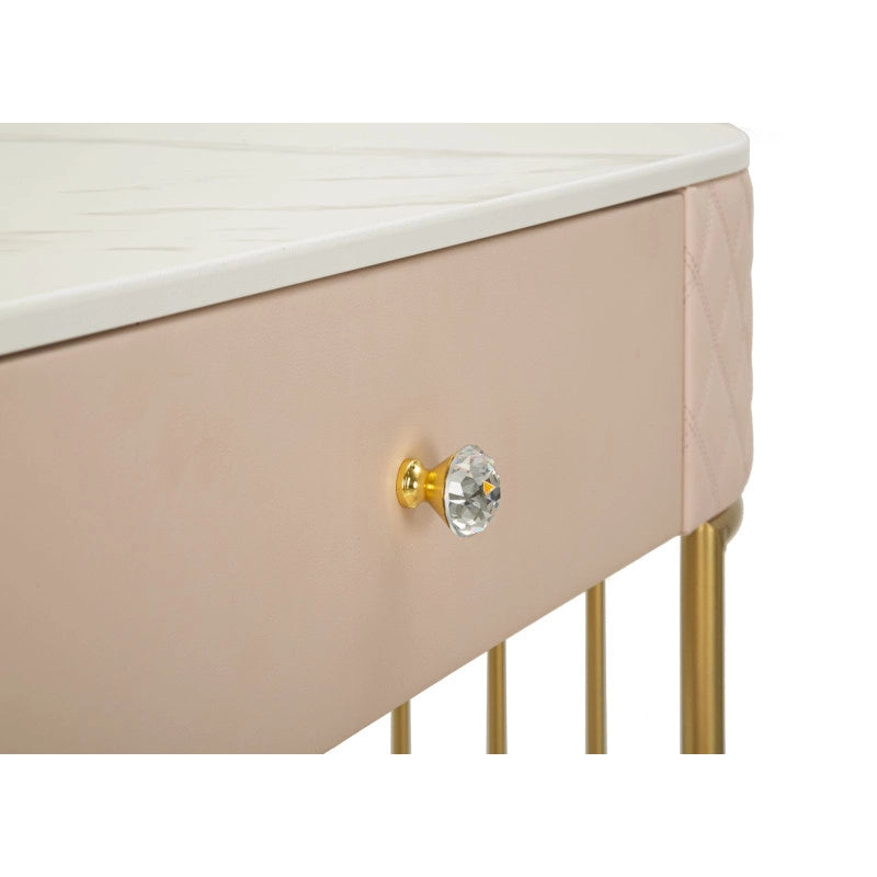 Toeletta Sharon Rosa Con Puff cm 120x40x75 (misura Puff ø36x39)