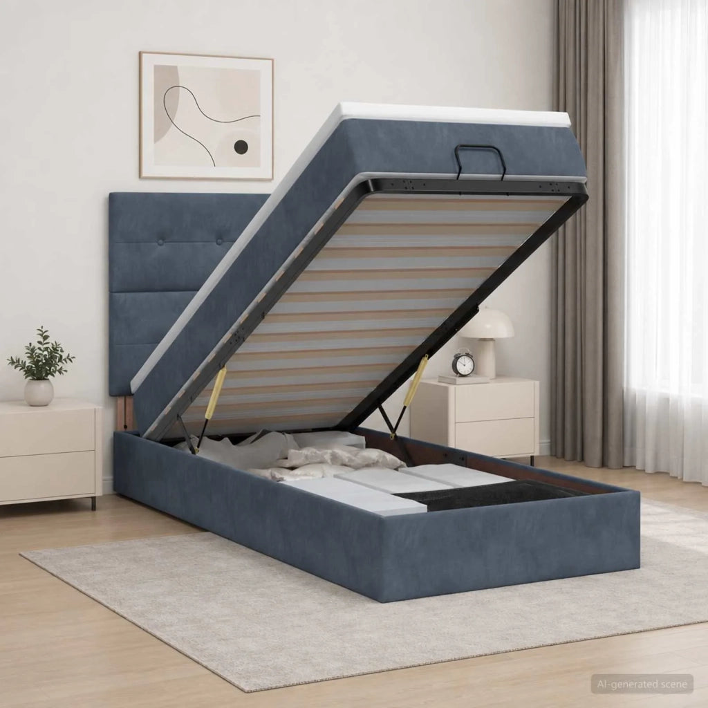 Letto Ottomano con Materasso e LED Grigio Scuro 100 x 200 cm 3458284