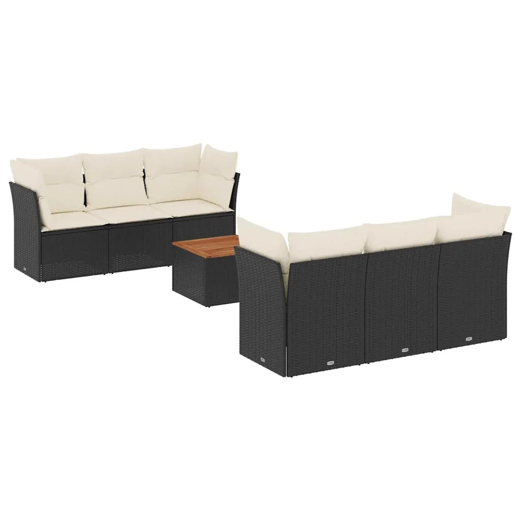 Set Divani da Giardino con Cuscini 7pz Nero Polyrattancod mxl 116063