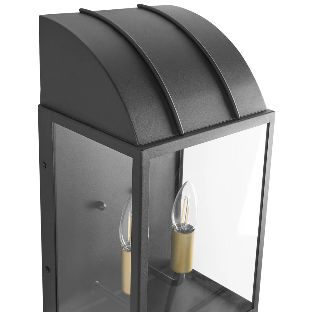 Set di 2 lampade da parete per esterni in metallo nero, stile tradizionale, per porta d'ingresso e veranda