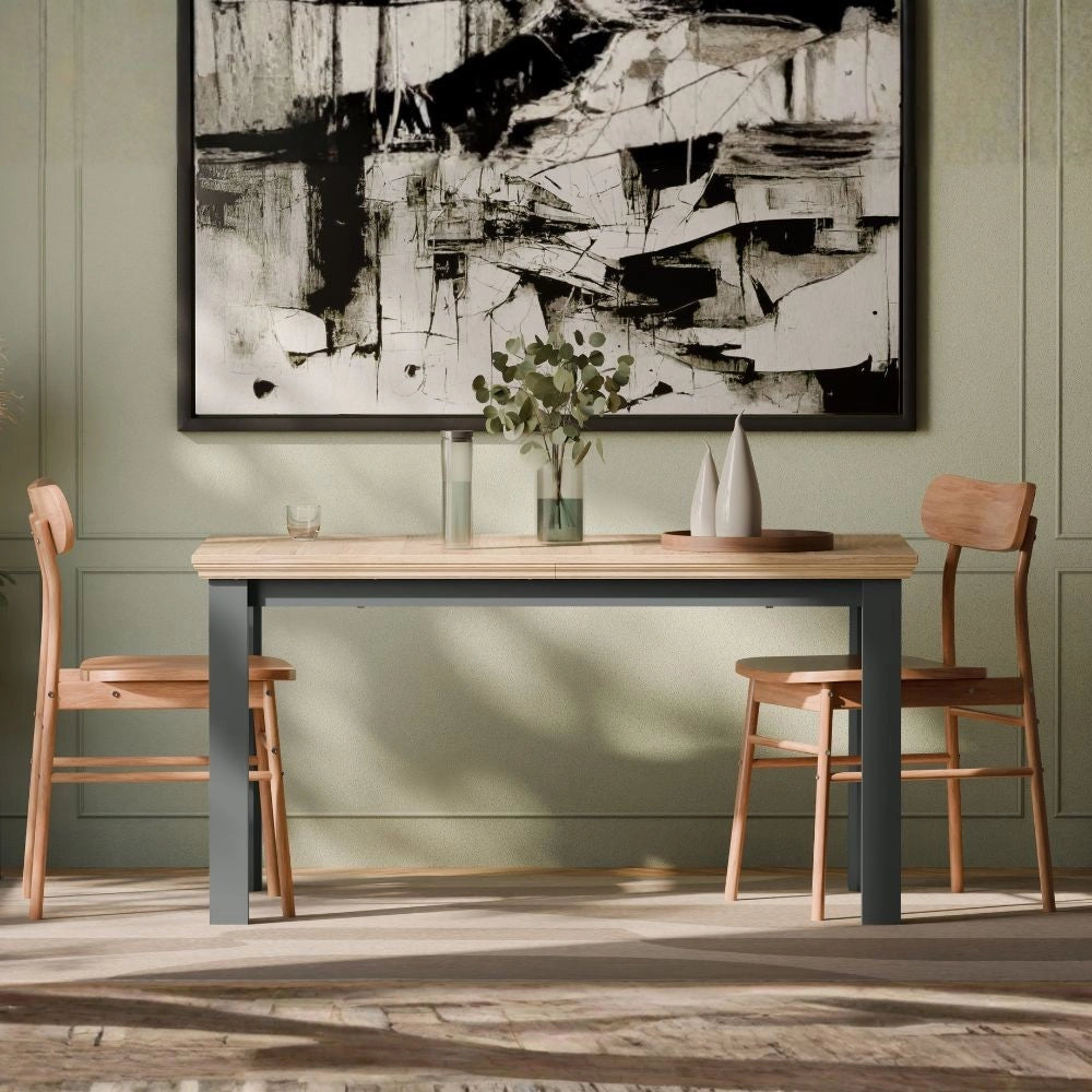 Tavolo Allungabile Essenza Rovere e Grigio Scuro 150/200 cm – Stile Classico Moderno