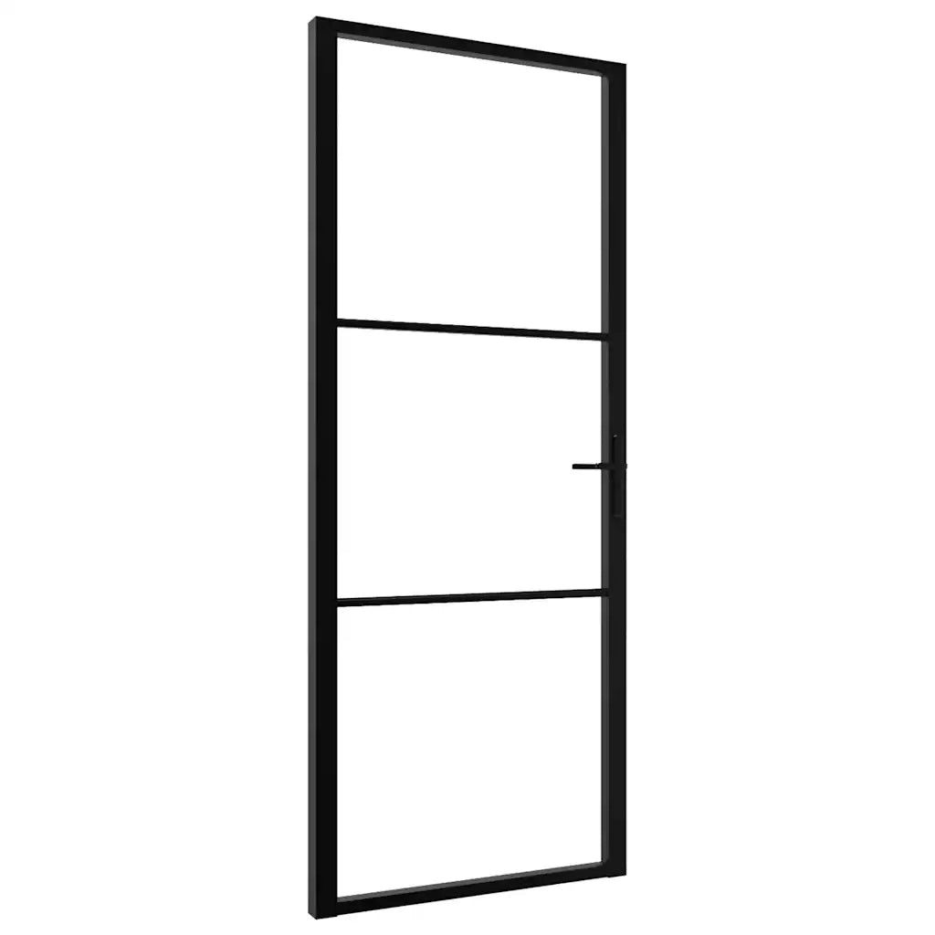 Porta da Interno ESG Vetro e Alluminio 83x201,5 cm Nera 151199