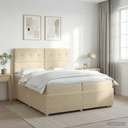 Letto box spring con materasso Crema 200 x 200 cm Tessuto 3454478