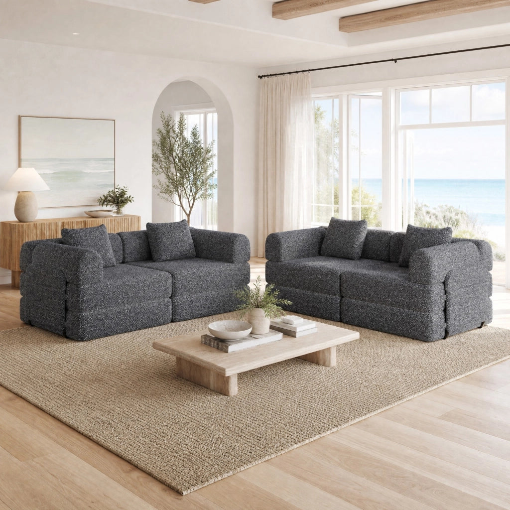 DIVANO LETTO 1 posto in Chenille Grigio con vano nel bracciolo
