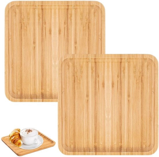 Set di 2 assi di servizio in bambù - 18 cm x 18 cm x 2 cm