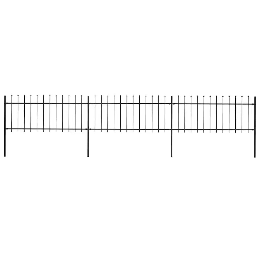 Recinzione Giardino con Punta a Lancia in Acciaio 5,1x0,8m Nera cod mxl 6582