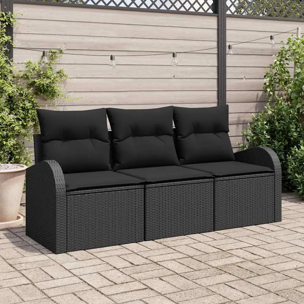 Set Divano da Giardino | Set Salotto da Giardino Nero polyrattan