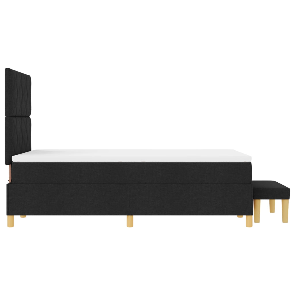 Letto con Box Spring con Materasso e Panchina Nero 120x190 cm Tessuto