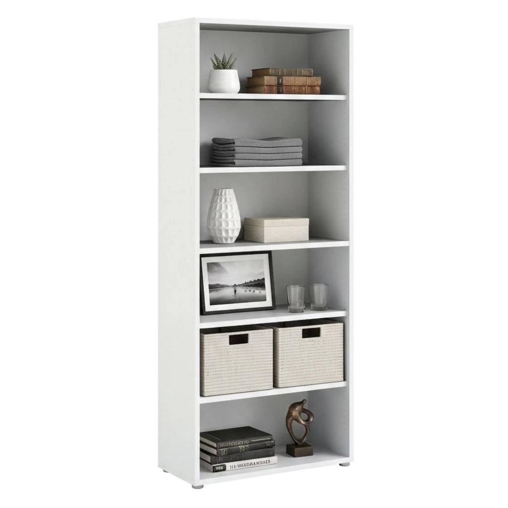 Libreria Armon, Scaffale da ufficio, Mobile portalibri, Biblioteca, 89x40 h222 cm, Bianco