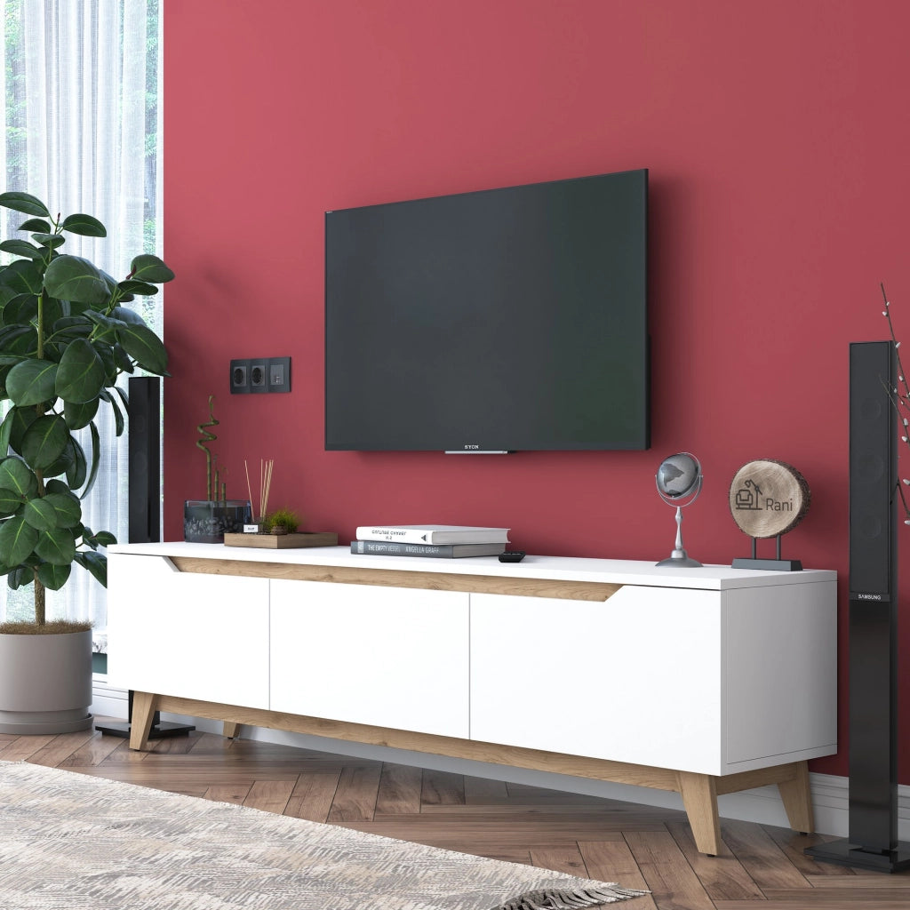 Porta TV in legno "Digi" - 180 x 35 x 48 cm - Beige