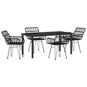 Set da Pranzo per Giardino 5 pz | Set Salotto da Giardino Nero