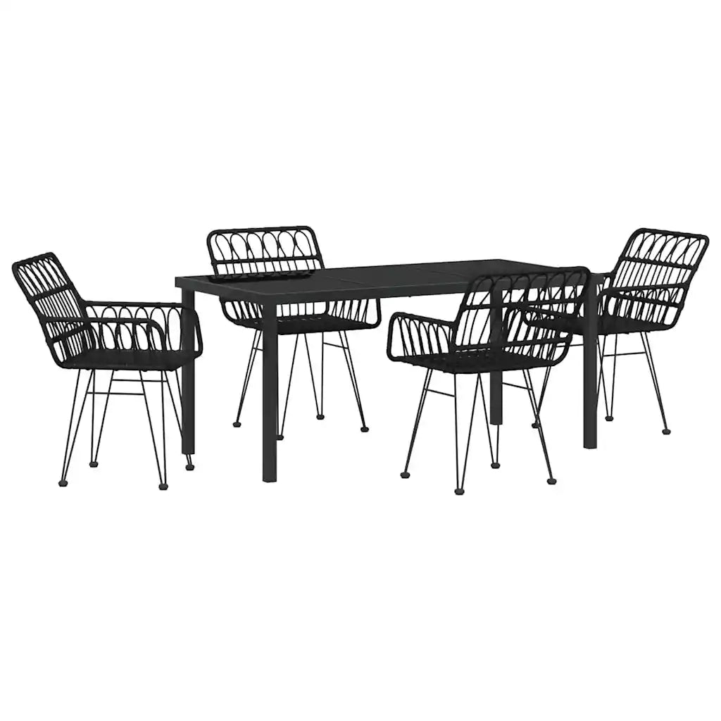 Set da Pranzo per Giardino 5 pz | Set Salotto da Giardino Nero