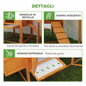 Pollaio da Giardino per 1-2 Galline con Area per Cova 179x67x115 cm Arancione