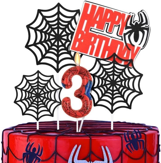 Decorazioni per Festa Spider, Set di 3 Candelabri con Spinnenweb, Blu e Rosso, per Bambini, Festa di Compleanno, Diploma di Scuola, Halloween