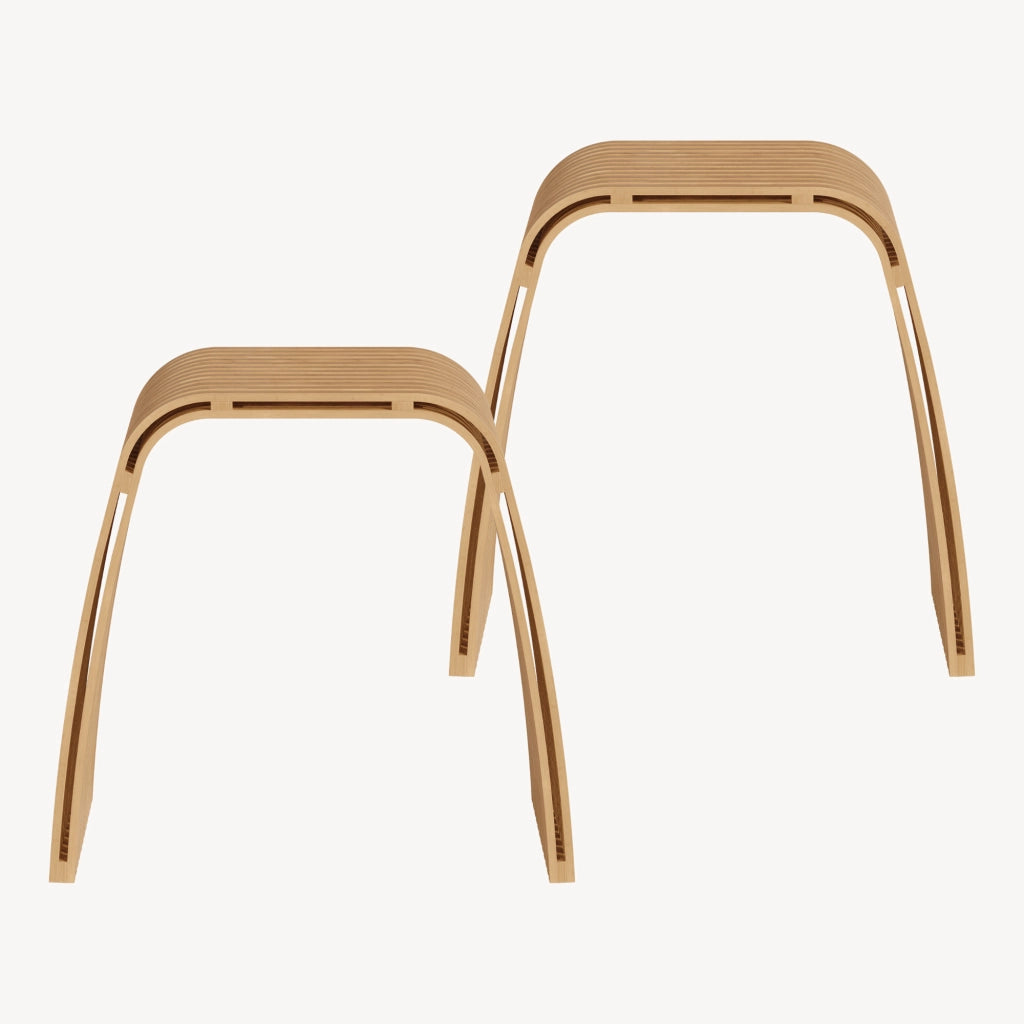 Set di 2 Sedute Multiuso Jysa in Bambù Sgabelli Bassi 45 x 50 x 31 cm - Naturale [en.casa]