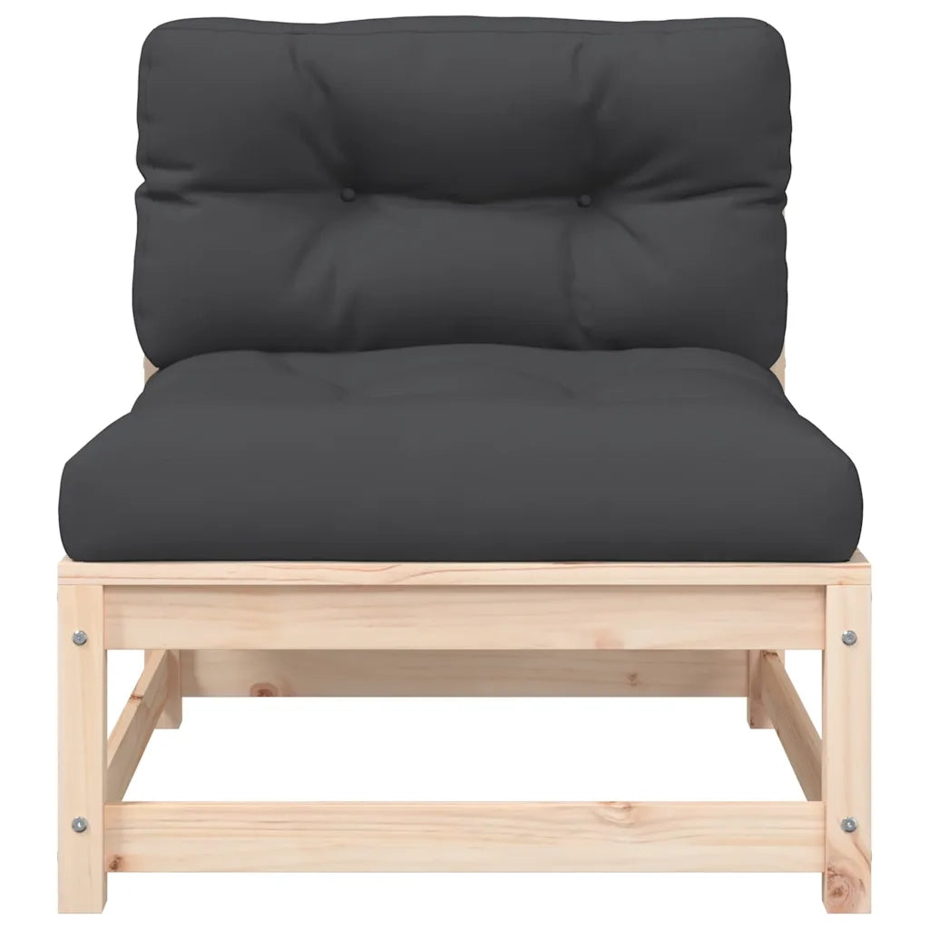 Divano Giardino Senza Braccioli con Cuscini-Sofa da Giardino-Divanetto da esterno Legno Massello Pino 345475