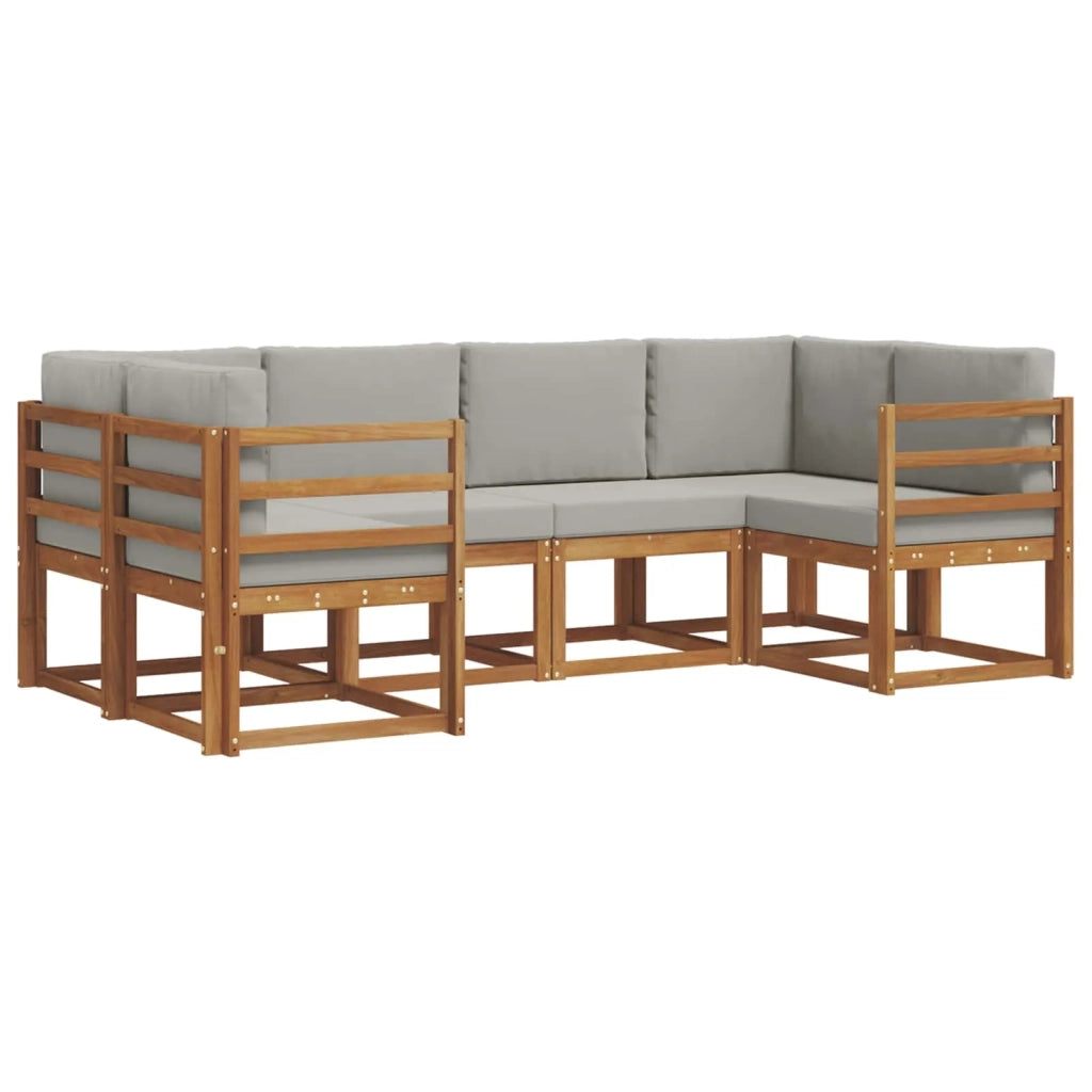 Set di divani da esterno 6 pcs Grigio Naturale e Chiaro