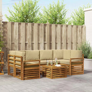 Set di divani da esterno con cuscino 7 pcs Naturale e Beige 3374453