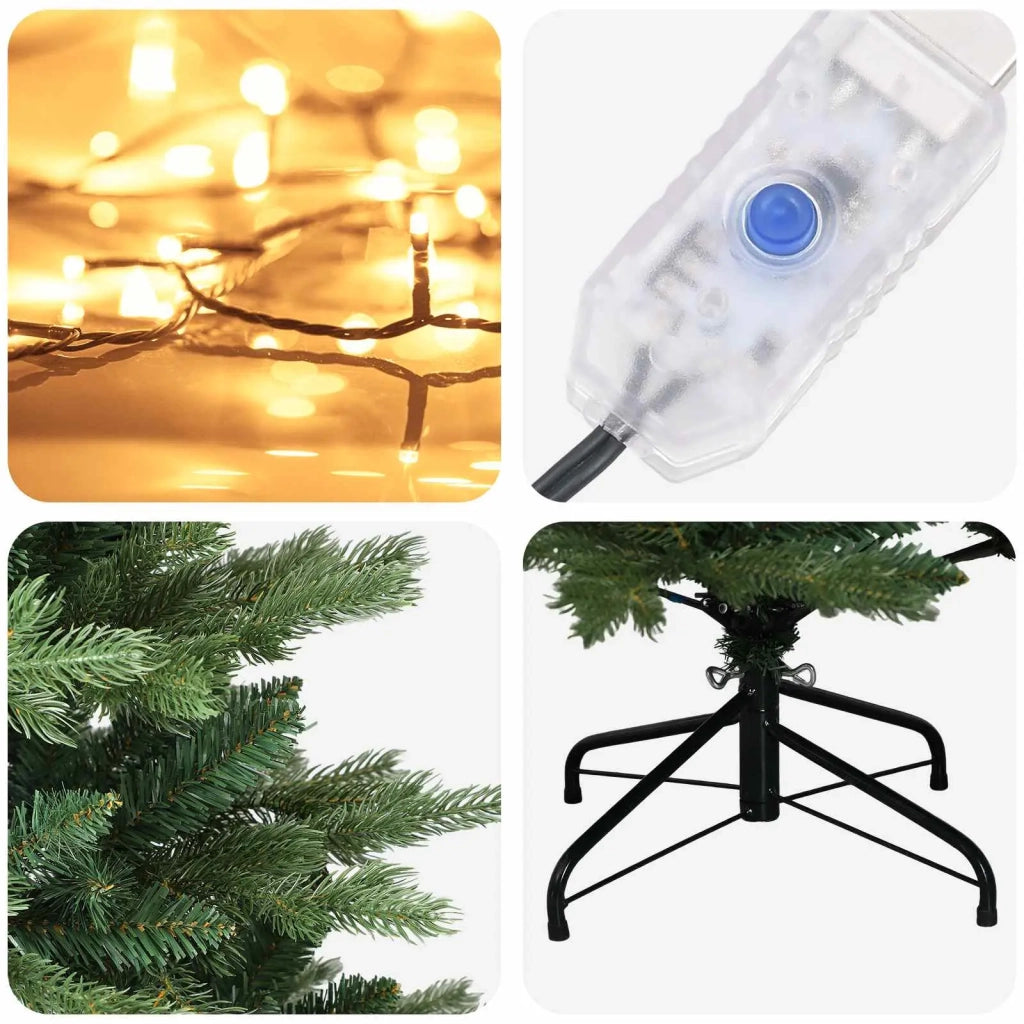Albero di Natale Artificiale con Rami Pieghevoli 150 cm 150 LED 3465480