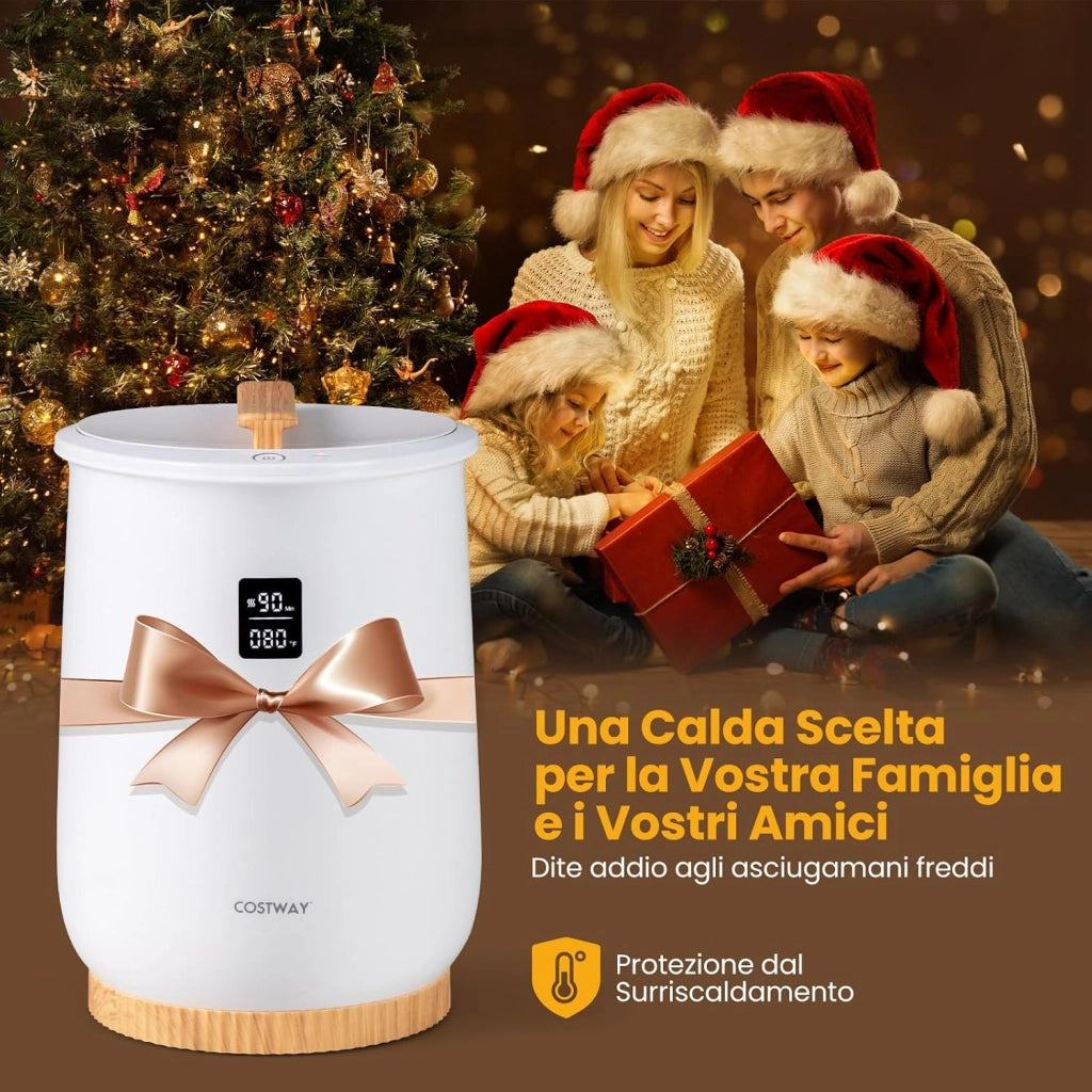 COSTWAY Secchio Scaldasalviette, Scalda Asciugamani Riscaldato 20L con Display LED, Controllo a 1 Pulsante e Timer, Scaldasalviette di Lusso Bagno con Portadischi Profumati e Spegnimento Automatico