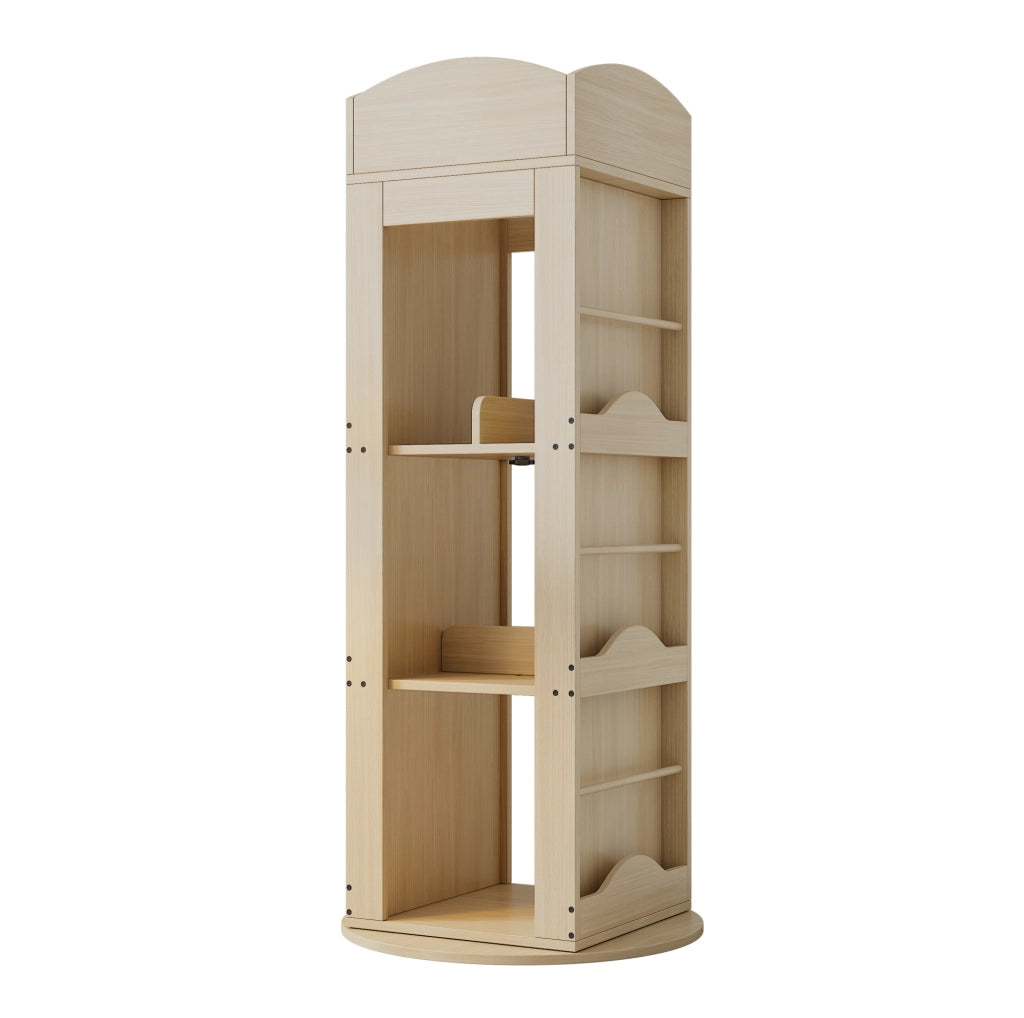 Libreria girevole a 360° in MDF, 4 ripiani, naturale