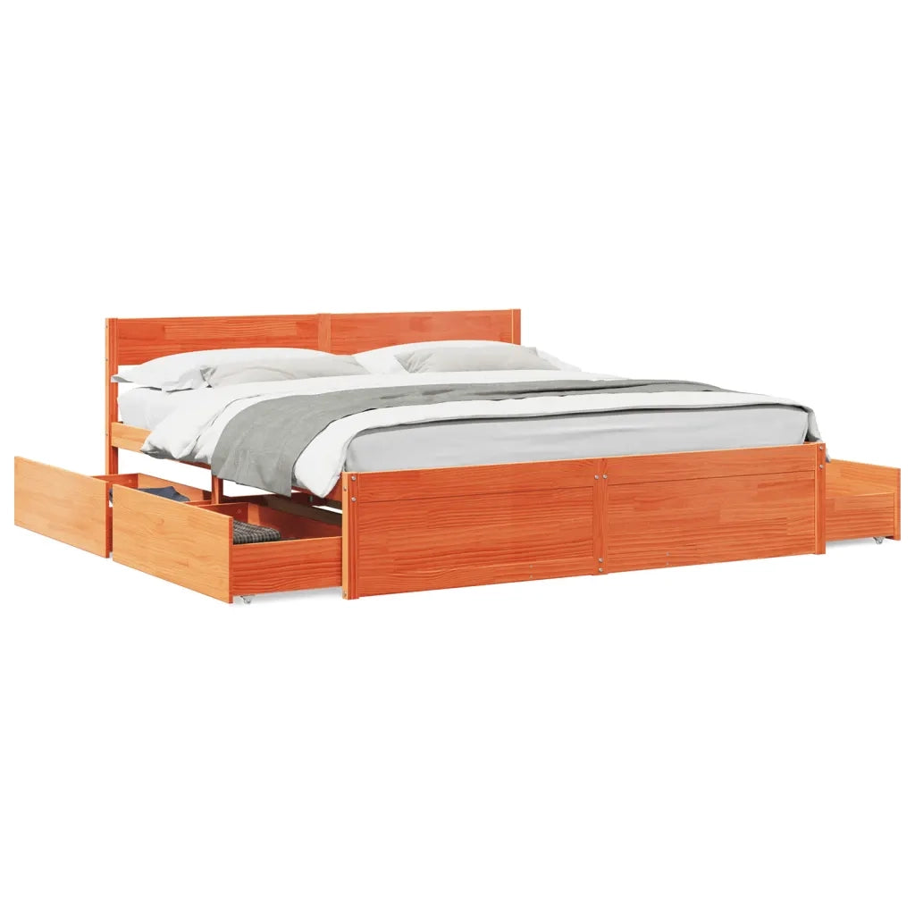 Letto senza Materasso Marrone Cera 200x200 cm in Legno di Pino 3282338