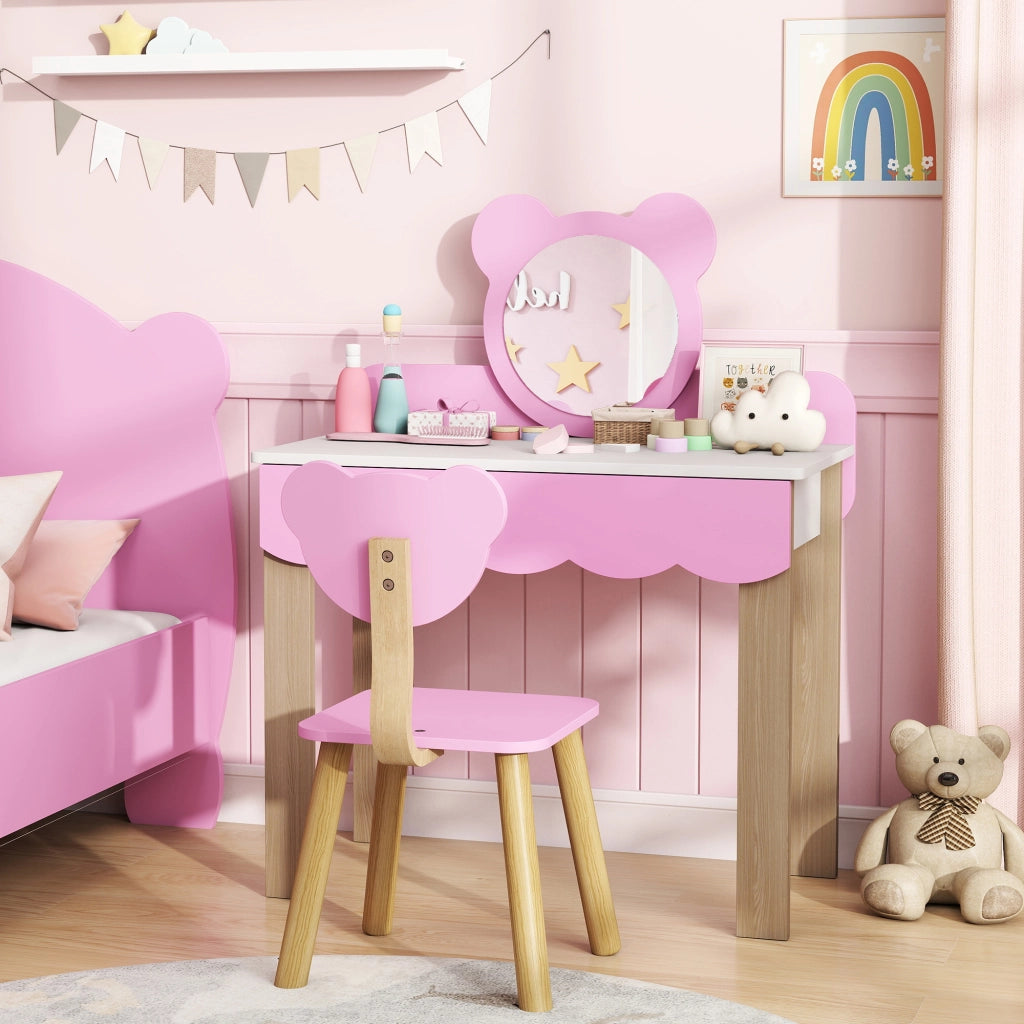 Cassettiera per Bambini con Specchio ¨C zephmum ¨C MDF, Rosa