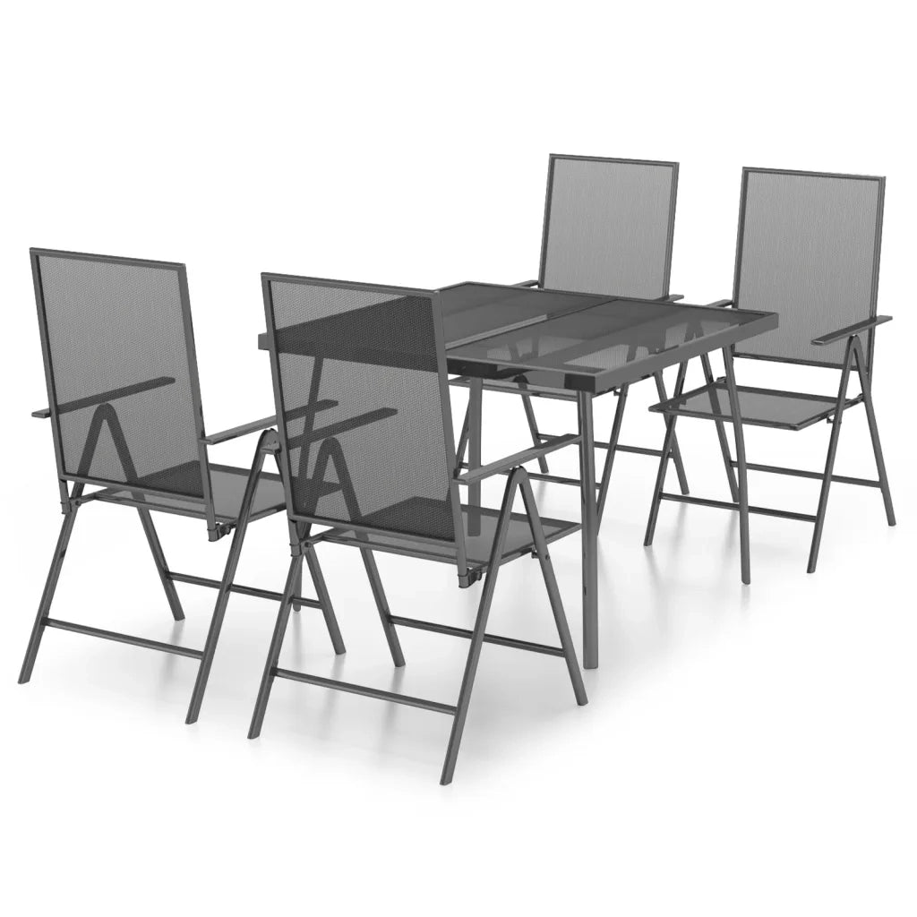 Set da Pranzo da Giardino 5 pz | Set Salotto da Giardino in Acciaio Antracite