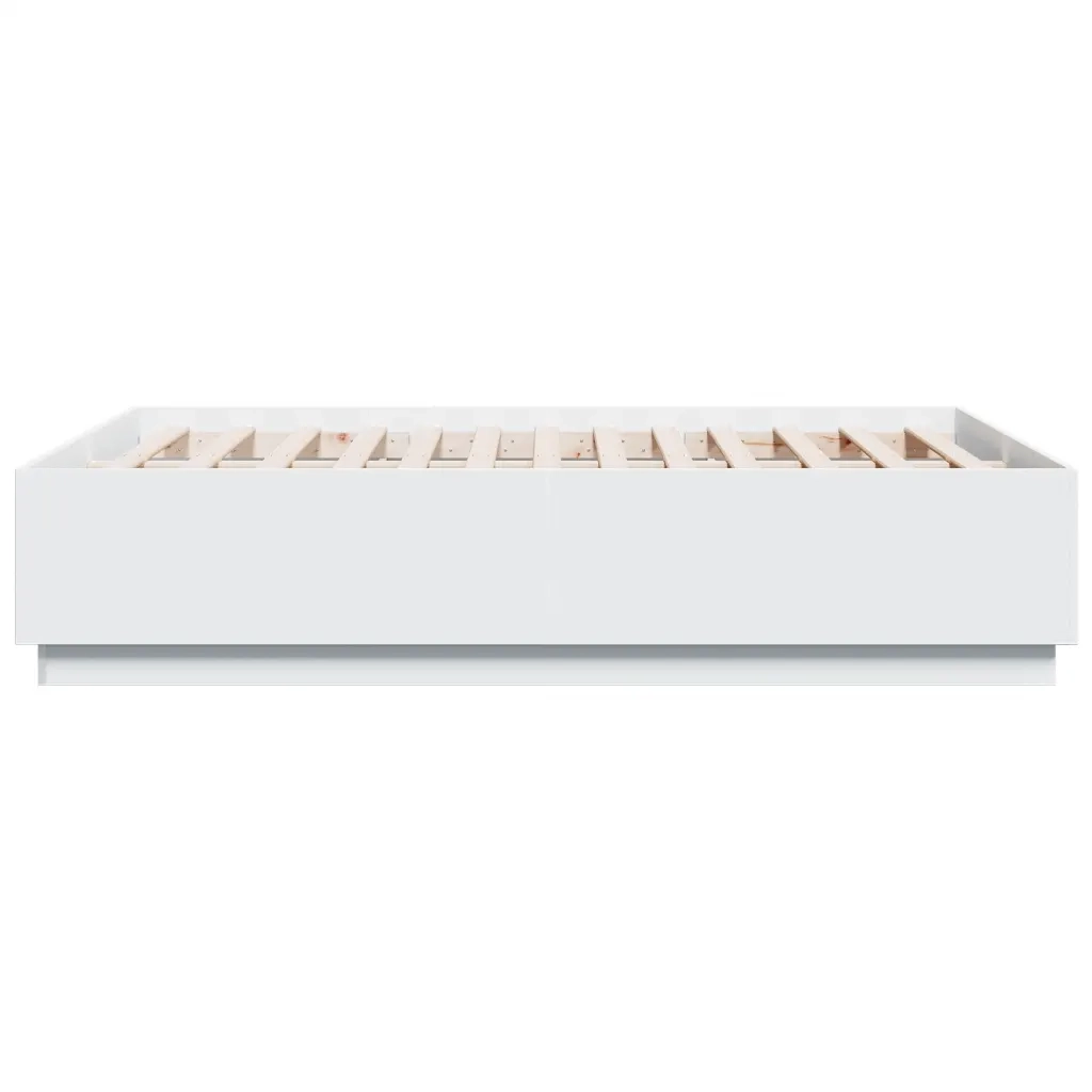 Giroletto con Luci LED-Struttura Letto Bianco 135x190 cm in Legno Multistrato 800979