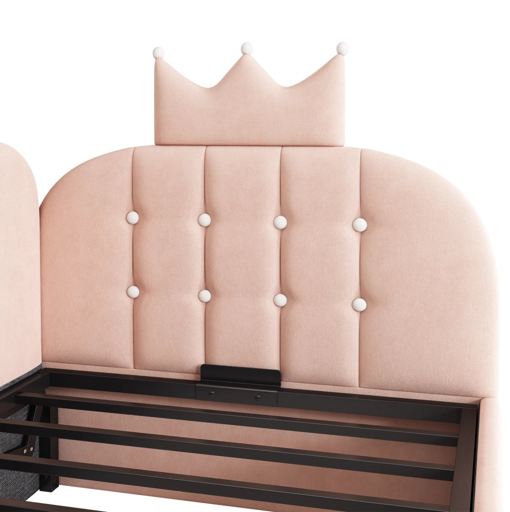 Letto daybed 90x200 cm in velluto rosa con contenitore idraulico