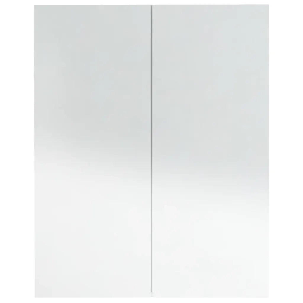 Armadietto a Specchio per Bagno-Mobiletto a specchio 60x15x75 cm MDF Bianco Lucido