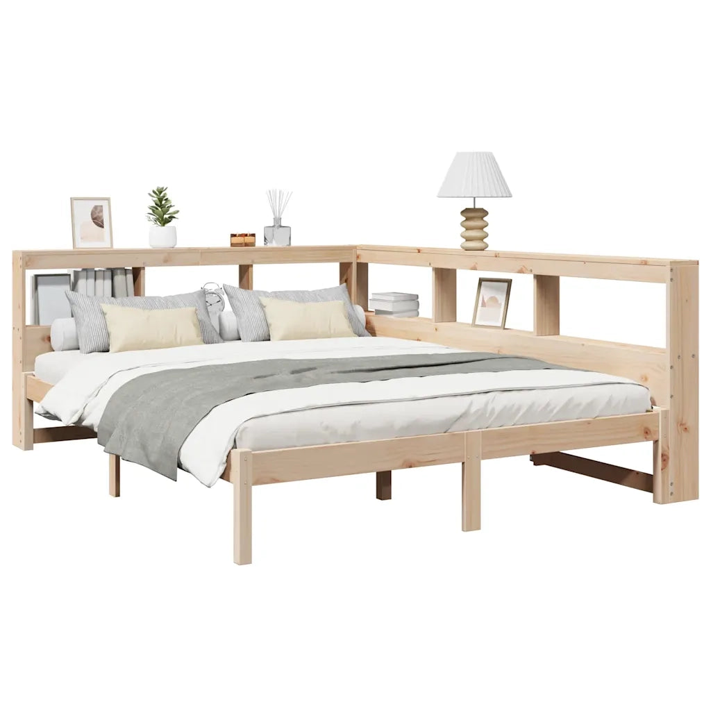 Letto Libreria senza Materasso-Struttura Letto contenitore 160x200 cm in Legno di Pino 412737