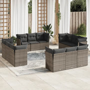 Set Divani da Giardino 12 pz con Cuscini Grigio in Polyrattan