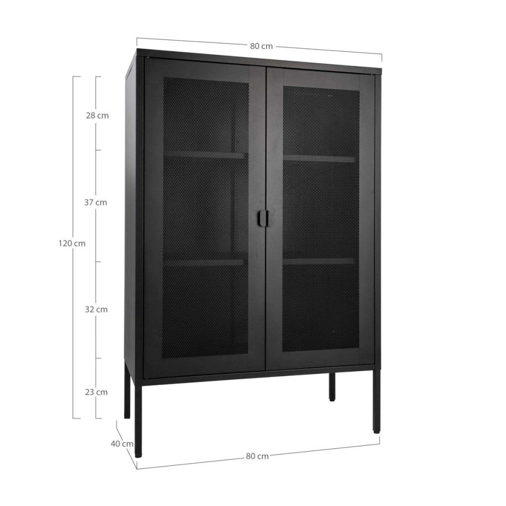 Vetrinetta Melbourne, Nero, Metallo, 40x80x120 cm