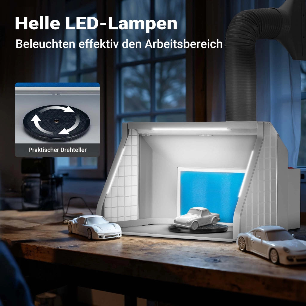 Cabina di aspirazione per verniciatura ad aerografo 9m³/min con LED 2 ventole 2 velocità