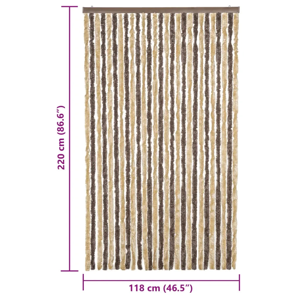 Tenda Antimosche-Zanzariera Marrone Scuro e Beige 118x220 cm in Ciniglia