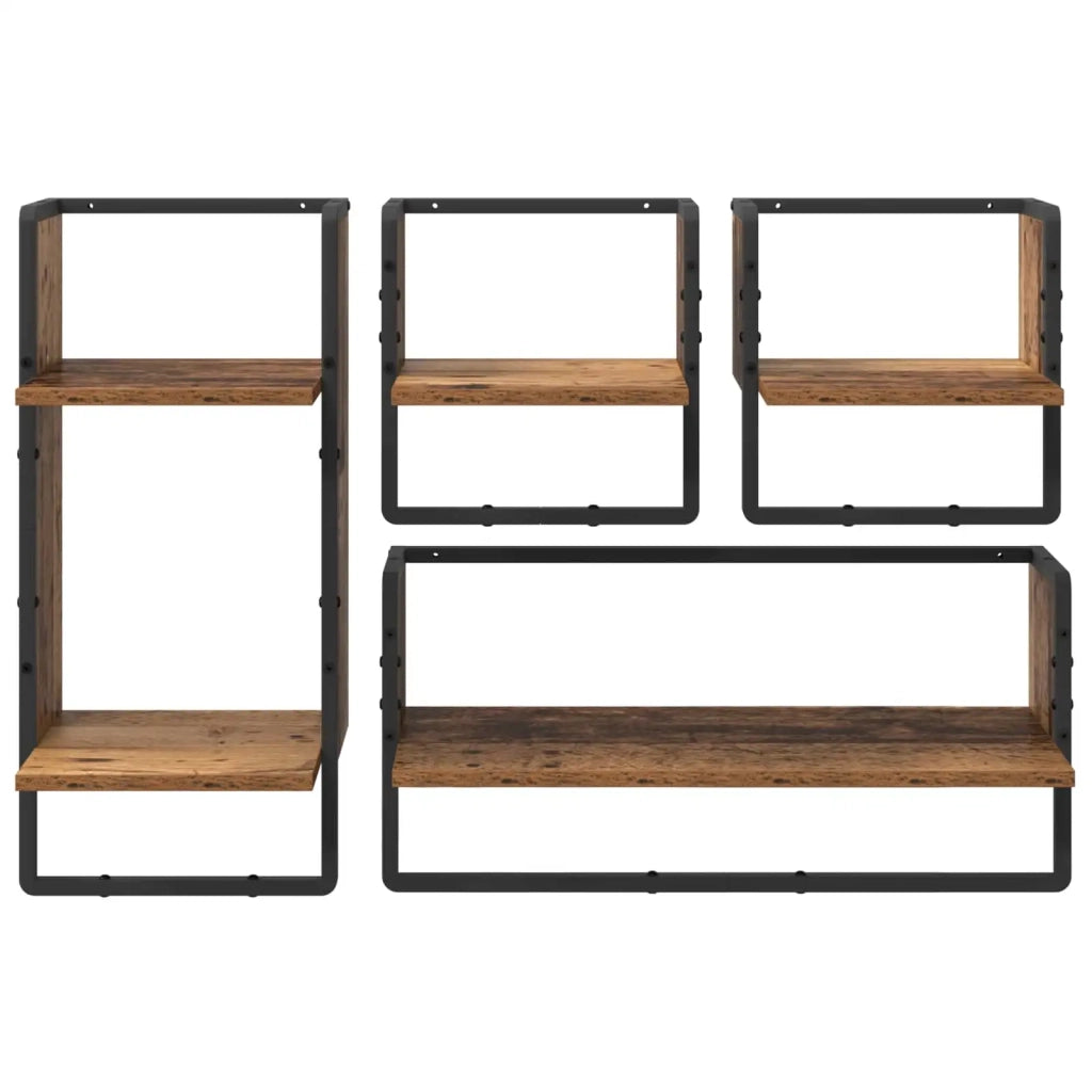 4 pz Set Mensole da Parete | Scaffali a Parete | Ripiano a parete Legno vecchio 65 x 25 x 30 cm