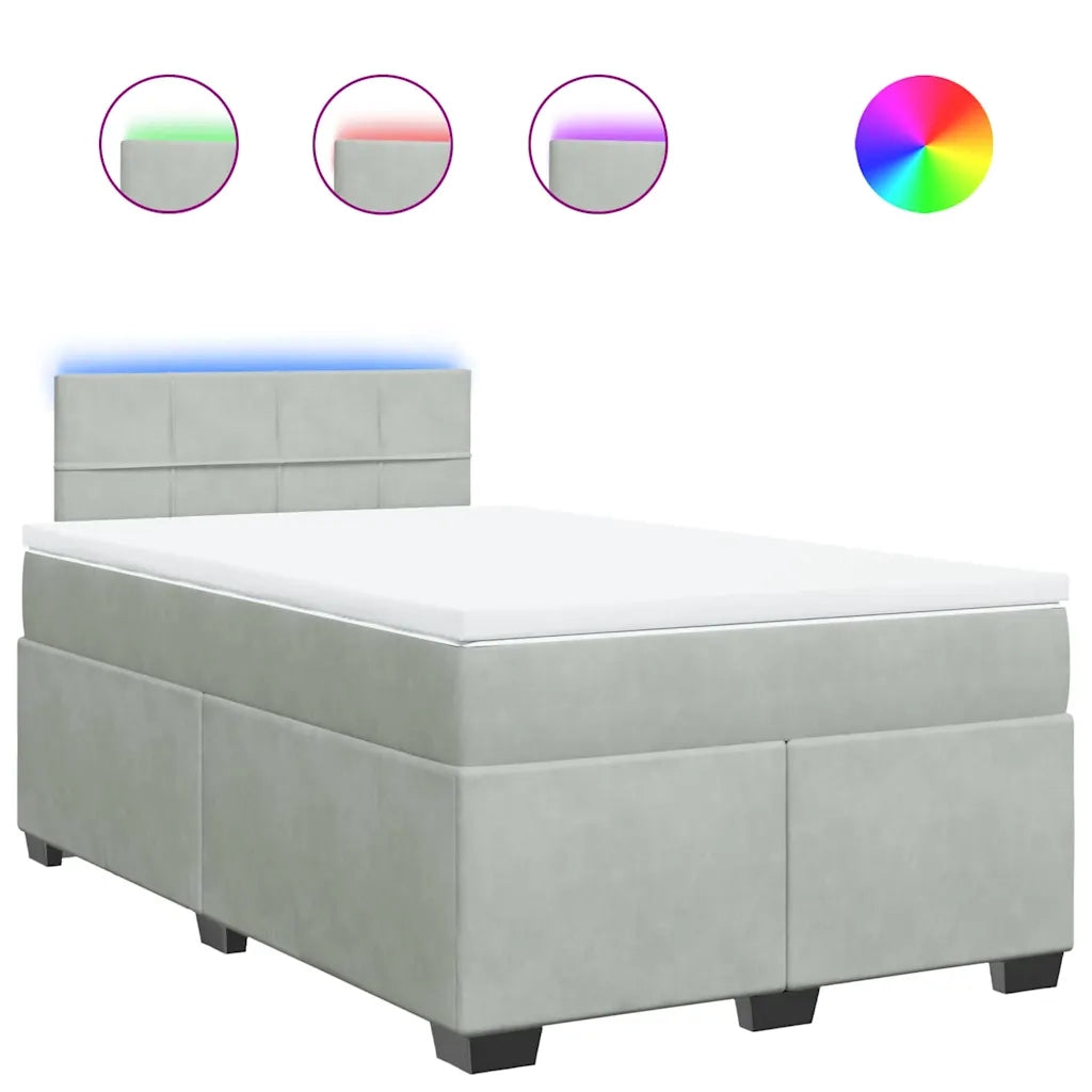 vidaXL Giroletto a Molle con Materasso Grigio Chiaro 120x190cm Velluto