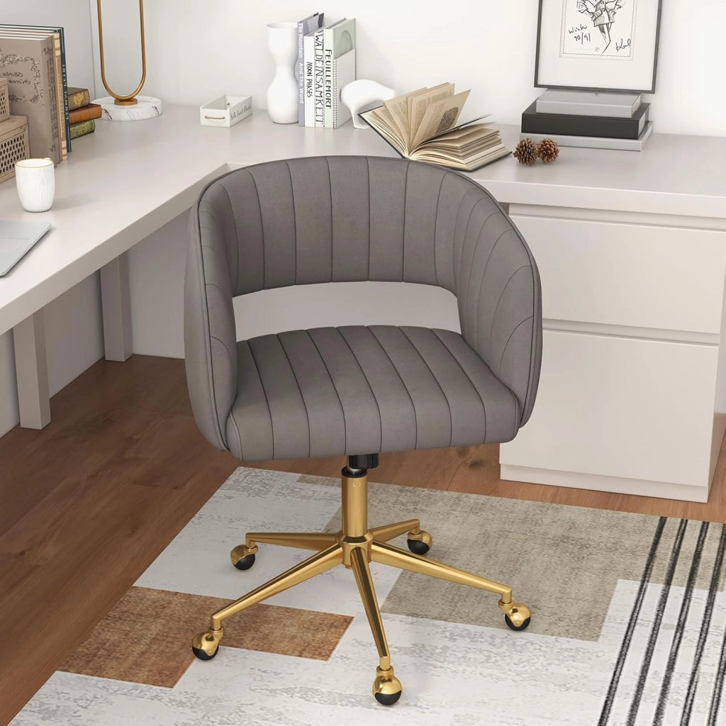 Sedia girevole con ruote, regolabile in altezza, con rivestimento in velluto, girevole a 360°, per studio e ufficio, fino a 150 kg