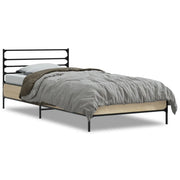 Letto singolo | Letto per adulti | Giroletto Rovere Sonoma 90x200 cm Legno Multistrato e Metallo
