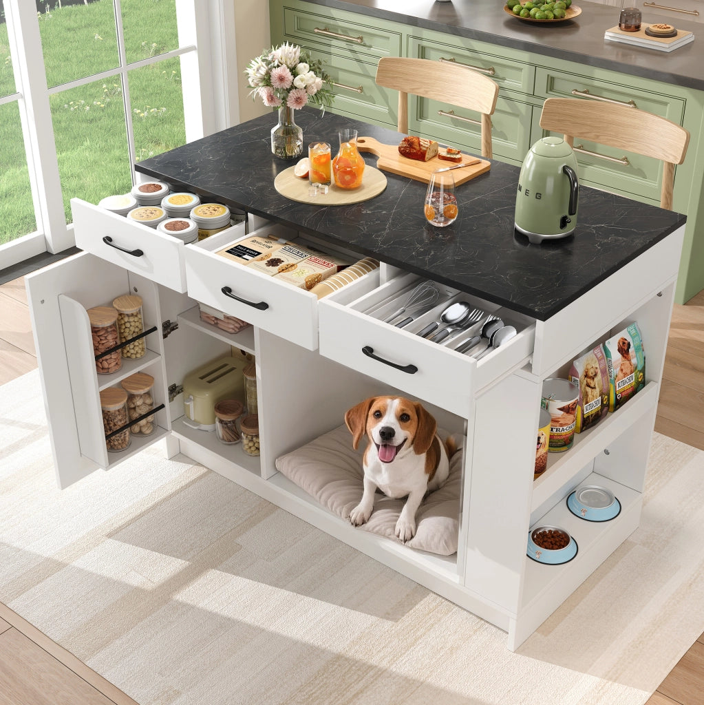 Carrello da cucina con area pet e 3 cassetti