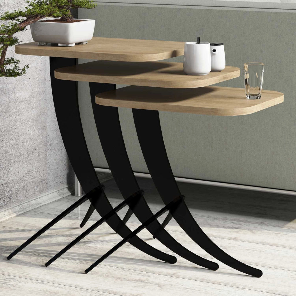 Cetara, Tavolino da Salotto Forma Rettangolare, 35x60x45h cm Marrone Rovere