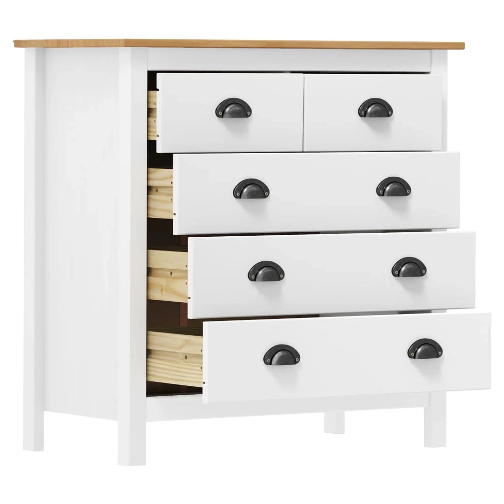 Buffet credenza cassettiera armadio mobile contenitore organizer per cucina soggiorno salotto Hill 79 x 40 x 80 cm legno massello di pino bianco 02_0035670