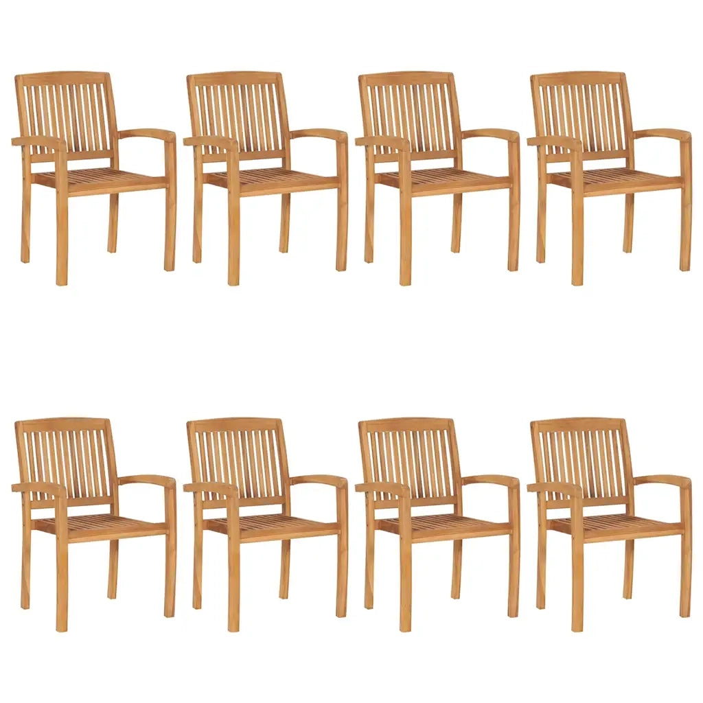 Sedie da Giardino Impilabili 8 pz con Cuscini Massello di Teak 3073240