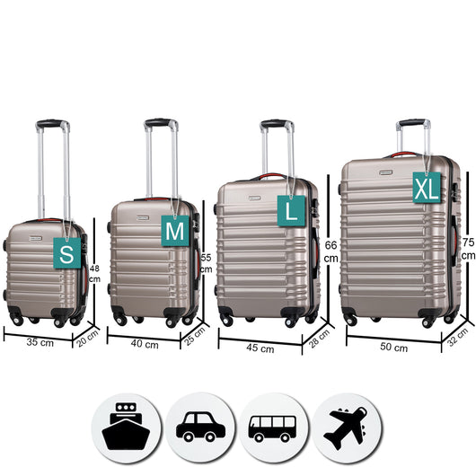 Set 4 Valigie Rigide Trolley Easy Roll Bagaglio a Mano e Stiva da Viaggio in ABS Champagne