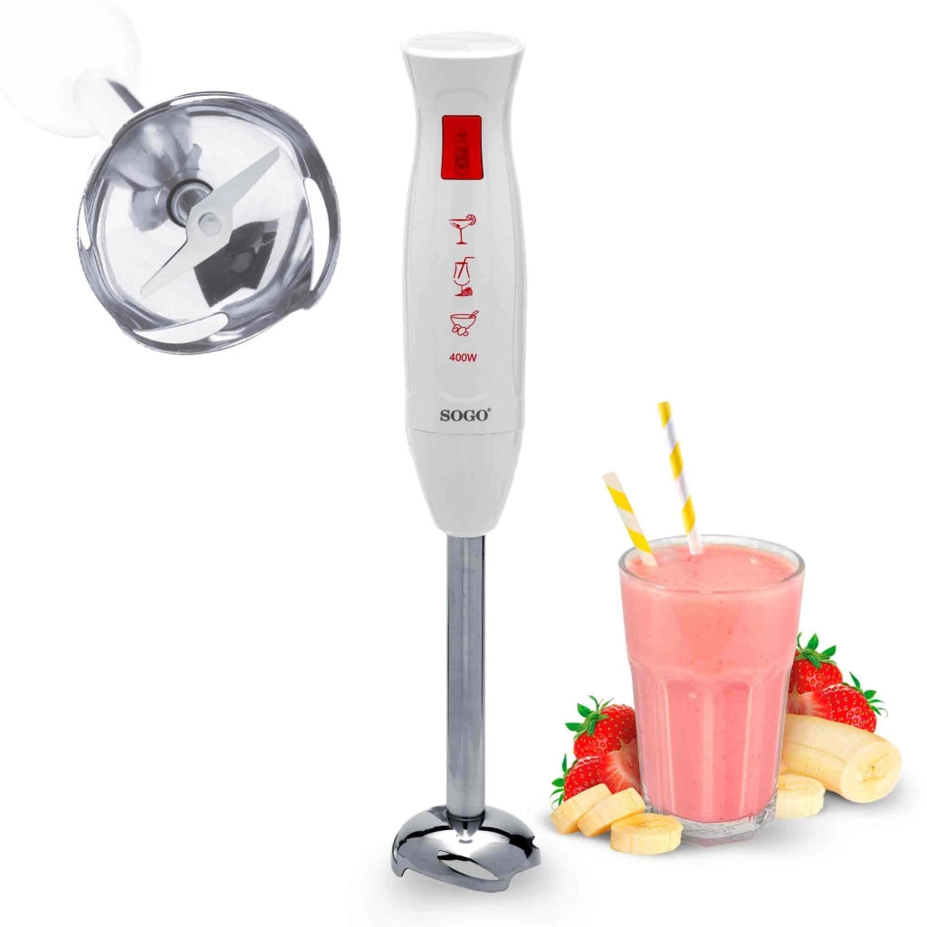 Frullatore a immersione elettrico 400W, lame acciaio inox, corpo ergonomico staccabile, cucina - SOGO