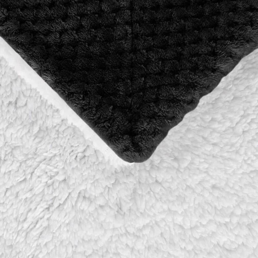 Coperta Plaid in Pile Sherpa Invernale Tinta unita 440 Gr/Mq Nero - Matrimoniale 200x230