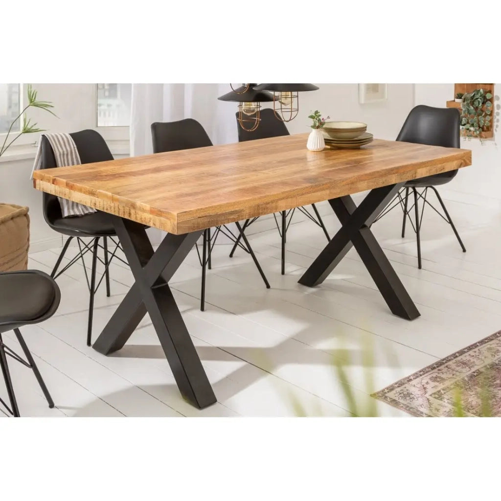 Tavolo da pranzo LODEN - Legno massiccio di mango verniciato - 160 cm - Stile industriale